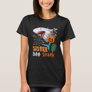 Camiseta Irmã Shark Boo Halloween Shark Boo Ghost Candy P