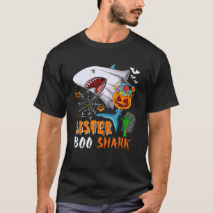 Camiseta Irmã Shark Boo Halloween Shark Boo Ghost Candy P