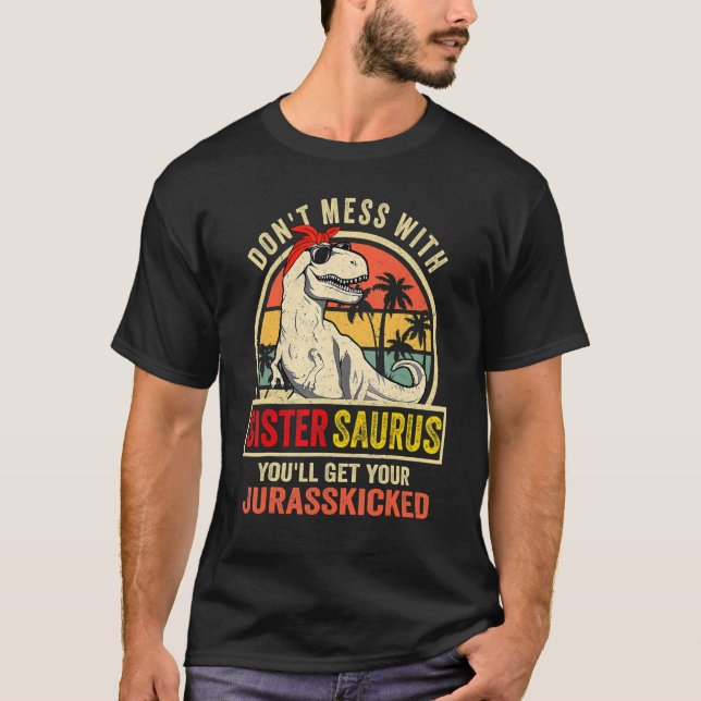 Camiseta Irmã Sistersaurus Rex Dinosaur Mat Família Surus (Frente)