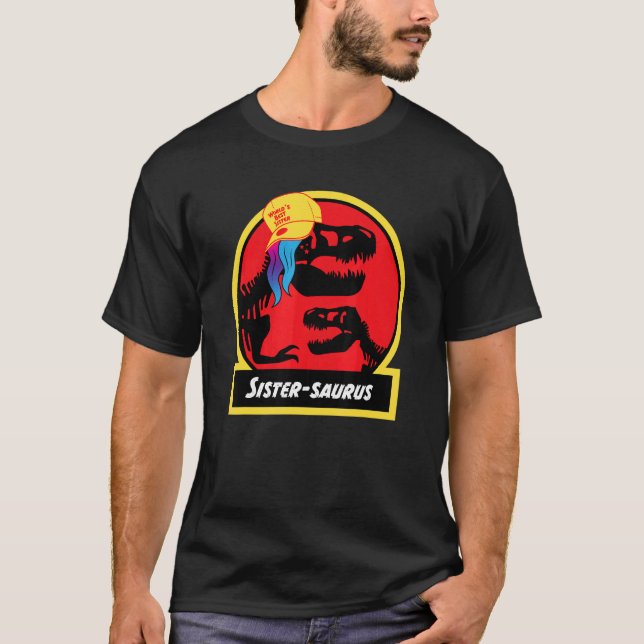 Camiseta Irmã Surus Dinossaur para Irmãs Jurassic rex (Frente)