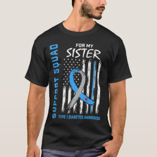 Camiseta Irmã T1D Tipo 1 Sinalizador de Sensibilização para