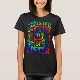 Camiseta Irmã Typografia Tie Dye Cute Sister
