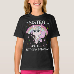 Camiseta Irmã Unicórn da Princesa de Aniversário