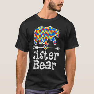 Camiseta Irmã Urso Conscientização do Autismo Apoia Adultos