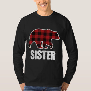 Camiseta Irmã Urso Natal Pajama Xadrez Vermelha Búfalo