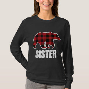 Camiseta Irmã Urso Natal Pajama Xadrez Vermelha Búfalo