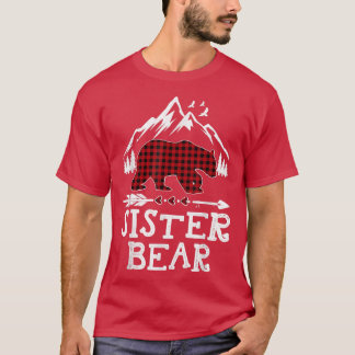 Camiseta Irmã Urso Natal Pajama Xadrez Vermelha Búfalo