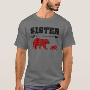 Camiseta Irmã Urso Natal Pajama Xadrez Vermelha Búfalo