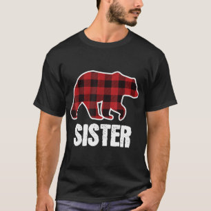 Camiseta Irmã Urso Natal Pajama Xadrez Vermelha Búfalo