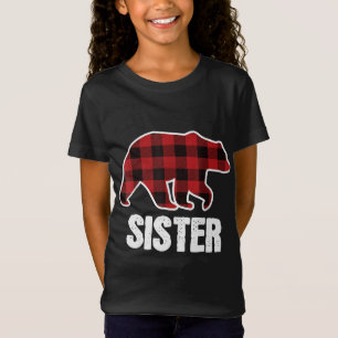 Camiseta Irmã Urso Natal Pajama Xadrez Vermelha Búfalo