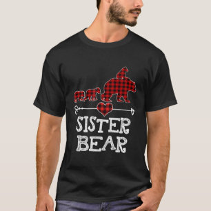 Camiseta Irmã Urso Pajama Xadrez Vermelha Família Buffalo P