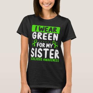 Camiseta Irmã Verde Fita Gêmea Scoliose Sensibilização