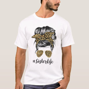 Camiseta Irmã Vida Mensageira Cabelo Freado Leopardo Mulhe
