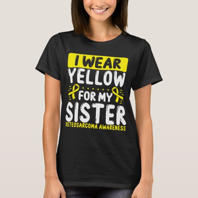 Camiseta Irmã Yellow Ribbon Twin Bone Cancer Sensibilização (Frente)