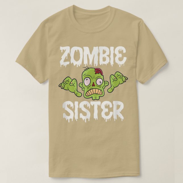 Camiseta Irmã Zombie Irmã Correspondendo Família Halloween  (Frente do Design)