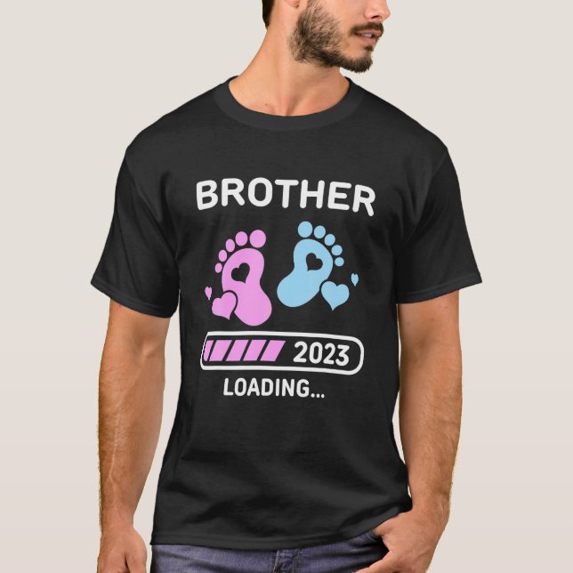Camiseta Irmão 2023 Carregando Anúncio de Gravidez Novo Br (Frente)