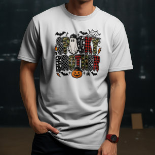 Camiseta Irmão Assustador de Halloween   Camuflado Xadrez M