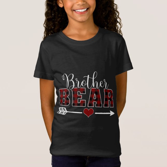 Camiseta Irmão Bear Buffalo Xadrez Arrow Heart Son Christm (Frente)