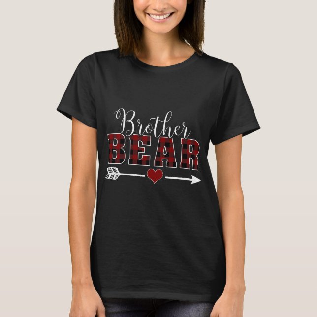 Camiseta Irmão Bear Buffalo Xadrez Arrow Heart Son Christm (Frente)