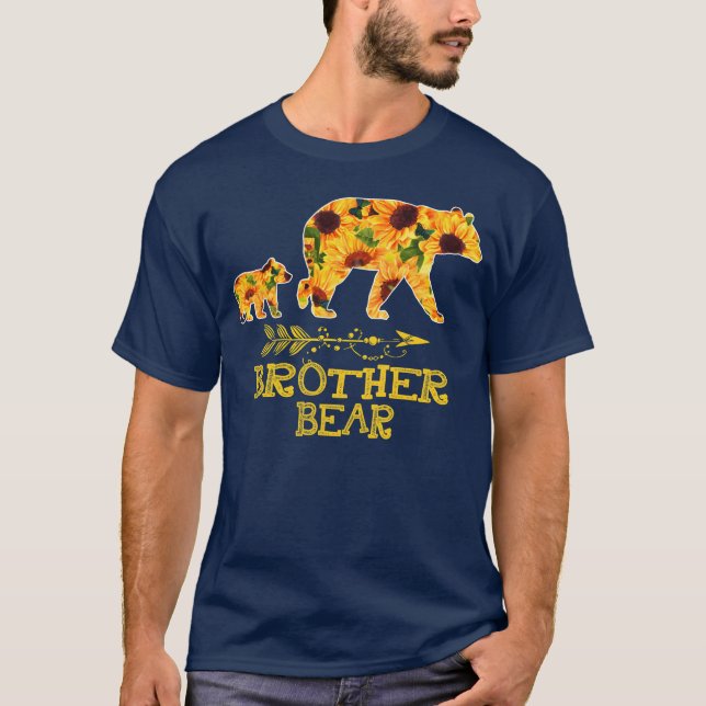 Camiseta Irmão Bear Girassol Engraçado Mãe Família Pai (Frente)