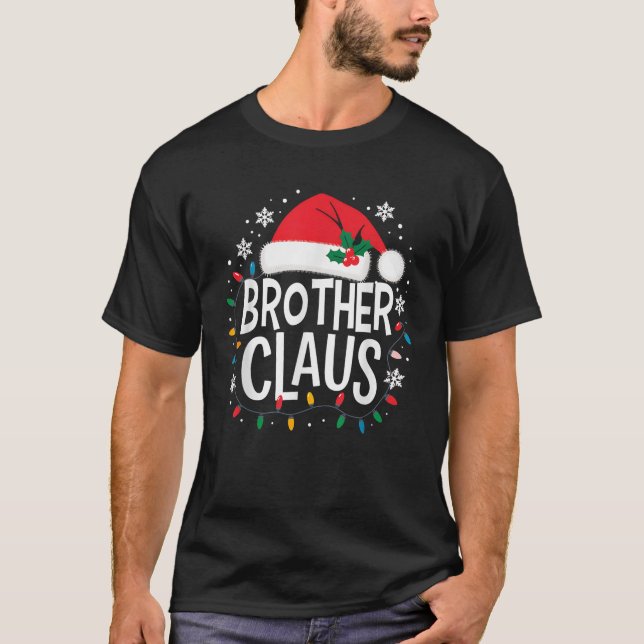 Camiseta Irmão Claus Natal Luz Engraçada Pajama Man Wo (Frente)