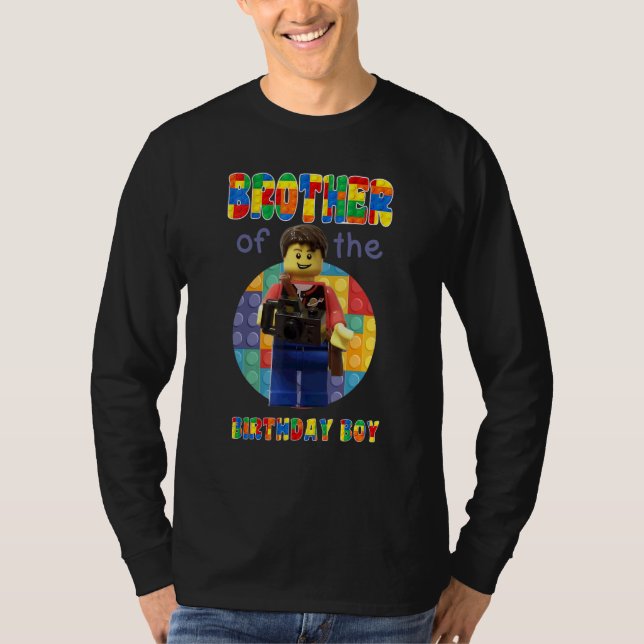 Camiseta Irmão Construtor de Tijolos Mestre em Blocos (Frente)