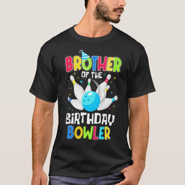 Camiseta Irmão da Aniversário da Boliche Boys Mens (Frente)