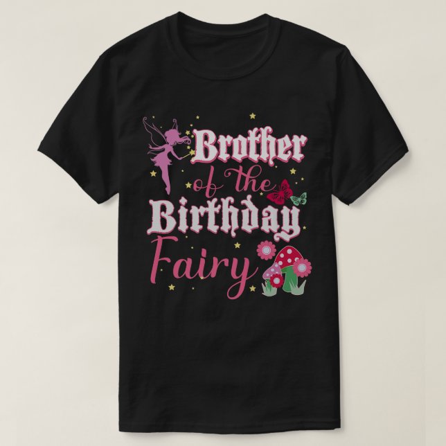 Camiseta Irmão Da Fada De Aniversário Princesa Mushroom Bu (Frente do Design)