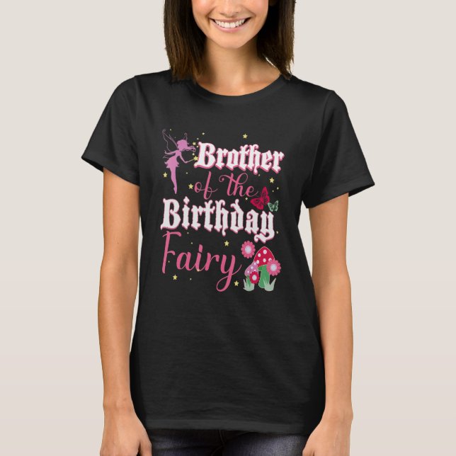 Camiseta Irmão Da Fada De Aniversário Princesa Mushroom Bu (Frente)