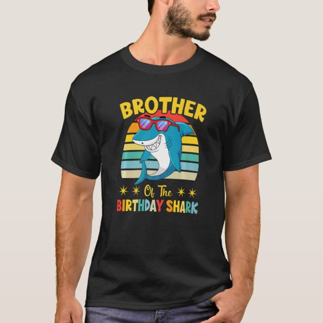 Camiseta Irmão Da Família Aniversário Do Tubarão Litt (Frente)