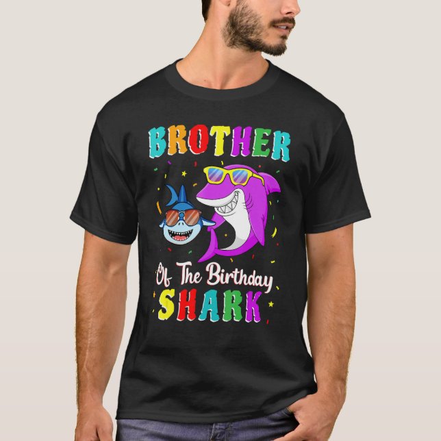 Camiseta Irmão Da Família Aniversário Do Tubarão Litt (Frente)