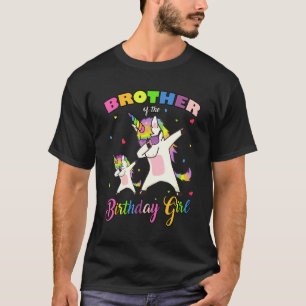 Camiseta Irmão da Garota de Aniversário do Unicórnio Prin d