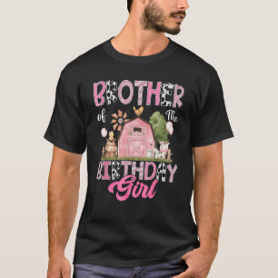 Camiseta Irmão Da Garota De Aniversário Fazenda Vaca Rosa 1