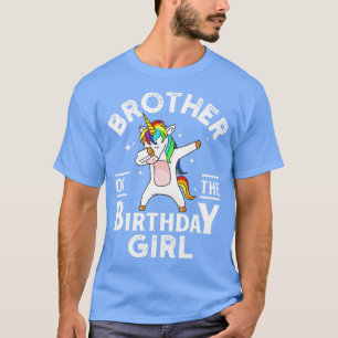 Camiseta Irmão da Garota de Aniversário Unicórnio