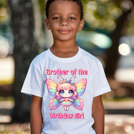 Camiseta Irmão da menina aniversariante da borboleta fada a