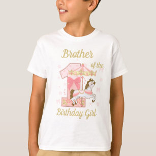 Camiseta Irmão da Primeira Rapariga de Aniversário Carousel