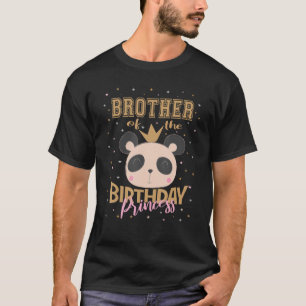 Camiseta Irmão Da Princesa de Aniversário Bear Panda