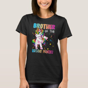 Camiseta Irmão da Princesa de Aniversário Flossing Unicórni
