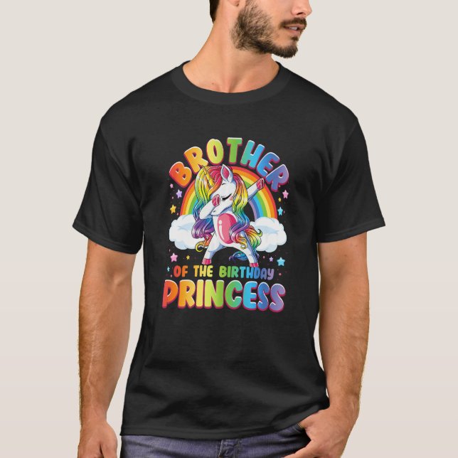Camiseta Irmão Da Princesa de Aniversário, Jogo Unicórnio (Frente)