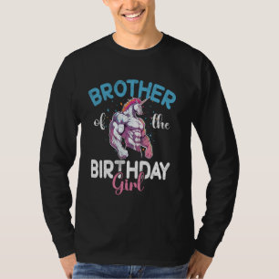 Camiseta Irmão Da Rapariga De Aniversário Do Unicórn Bro Bd