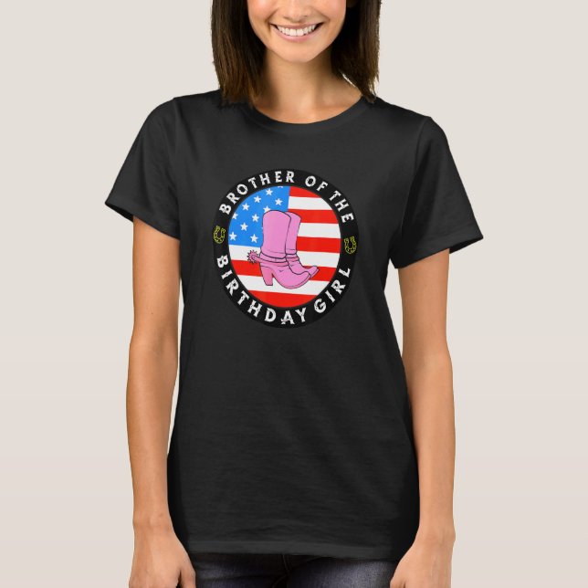 Camiseta Irmão Da Rapariga De Aniversário, Garota Americana (Frente)
