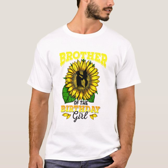 Camiseta Irmão Da Rapariga De Aniversário, Girassol, Aniver (Frente)
