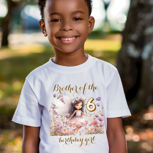 Camiseta Irmão de flor silvestre Lavender Fairy da menina q