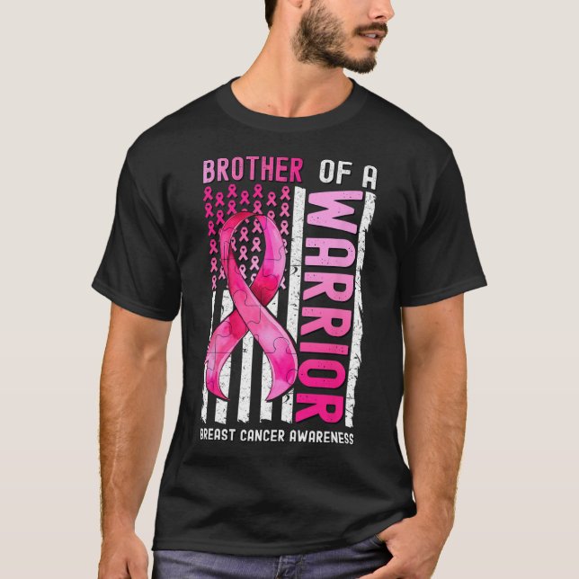 Camiseta Irmão De Um Cancer De Mama Guerreiro, U.A Flag Awa (Frente)