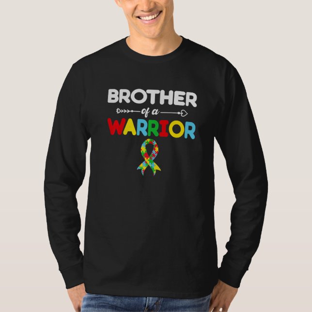 Camiseta Irmão de um Dia de Consciência do Autismo Guerreir (Frente)