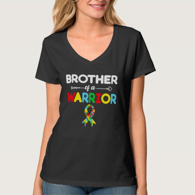 Camiseta Irmão de um Dia de Consciência do Autismo Guerreir (Frente)