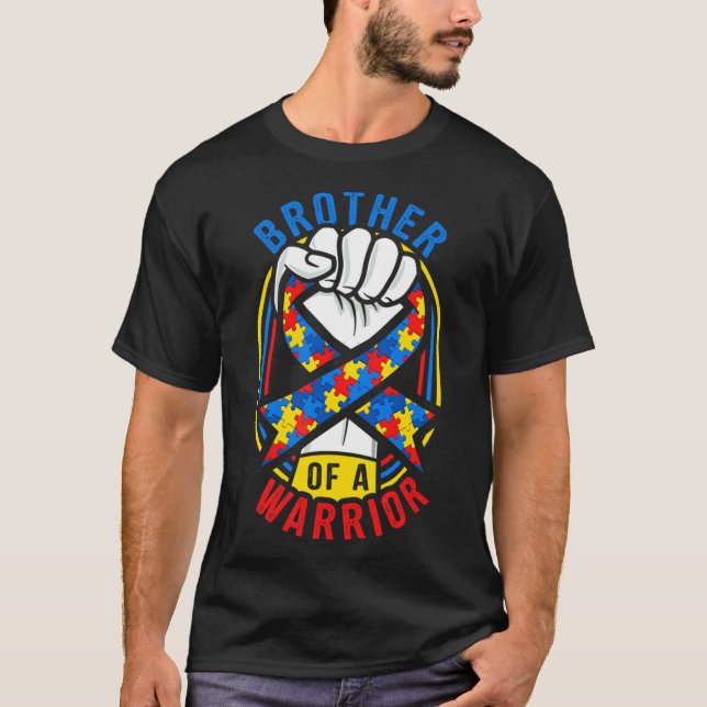 Camiseta Irmão De Um Guerreiro Autismo Combinação De Consci (Frente)