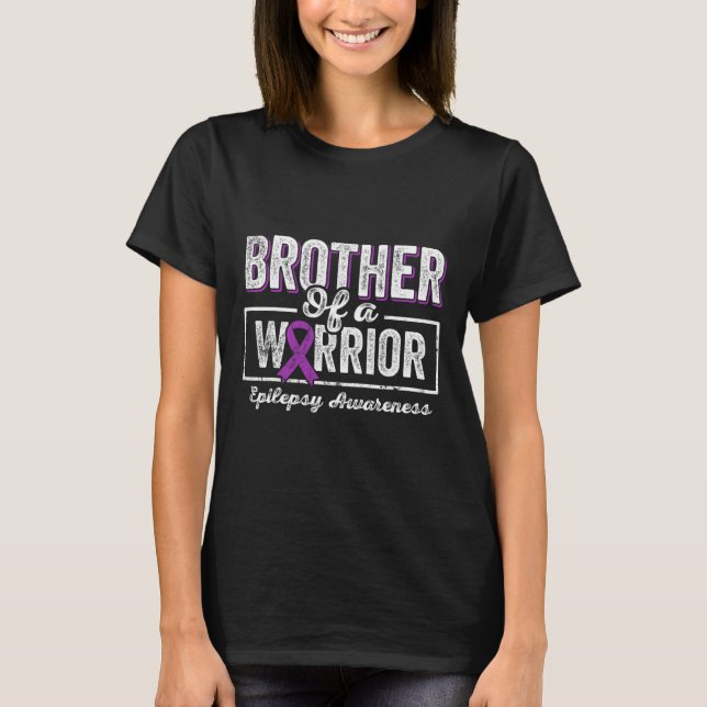 Camiseta Irmão De Um Guerreiro Epilepsia Irmão Roxo Ribbo (Frente)