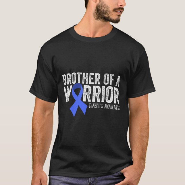 Camiseta Irmão de um Guerreiro T1d Suportes de Fita Azul Di (Frente)