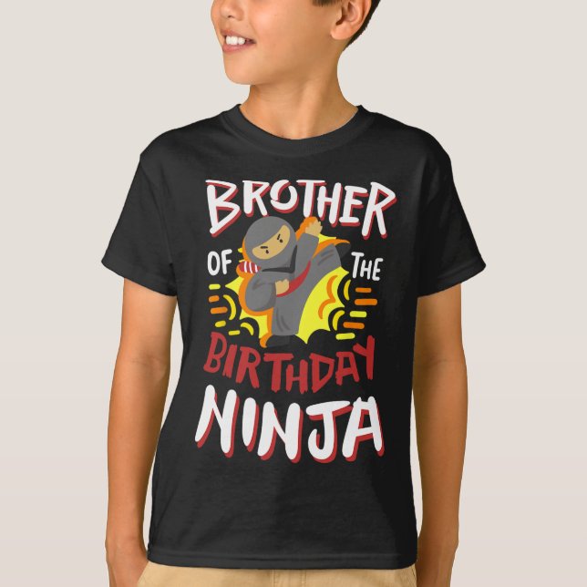 Camiseta Irmão Do Aniversário Ninja Karate Kids Bday Par (Frente)